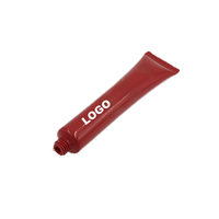 Tube cosmétique 30ml 50ml 70ml, tube en plastique à presser, 25mm, double couche, acrylique, bouchon à vis plaqué or, rouge foncé, sérum, logo personnalisé