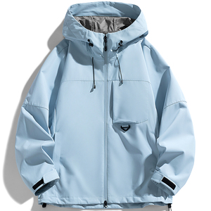 Veste d'extérieur unisexe coupe-vent et imperméable à capuche couleur unie 2025 pour le printemps, l'automne, la randonnée, les voyages et les loisirs - Product Image 4