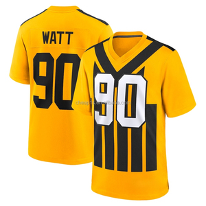 Jersey de Fútbol Americano Bordado al por Mayor de los Pittsburgh Steelers # 90 T.<span class=keywords><strong>J</strong></span>. Watt # 8 Aaron Rodgers # Uniforme de Fútbol Americano 4 DK Metcalf - Product Image 4