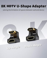 Adaptador en Forma de U de 180 Grados 8K HDTV 2.1, Adaptador HDTV Macho a Hembra de 48 Gbps con Indicador LED para Laptop, HDTV, PS5