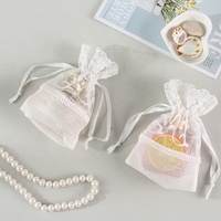 Sac cadeau rose blanc sac en organza en dentelle pour faveurs de fête de mariage fournitures douche nuptiale bébé douche pochettes à bijoux