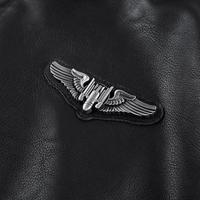 Blouson aviateur en cuir brodé style vintage OEM pour homme, col à revers, fermeture éclair, décontracté, type bomber, pour motard