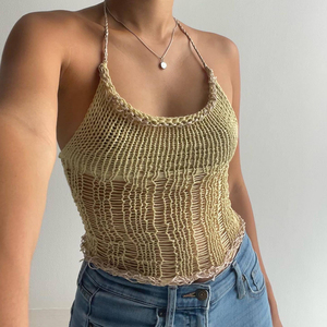 Knitted Halter Y2K Women Crop <strong>Top</strong> Backless Sexy Sleeveless <strong>Green</strong> Off Shoulder Tank <strong>Tops</strong> 2022 Summer Casual <strong>Camis</strong> - Product Image 2