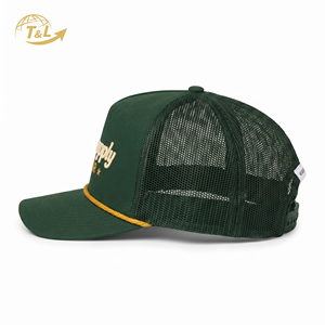 Gorra Trucker de Malla Verde 4U, 6 Paneles en Contraste, Ajustable con Cierre a Presión, Estilo Casual para Exteriores, Unisex, Primavera/Verano - Product Image 3
