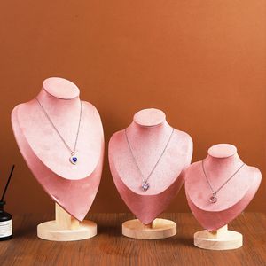 Expositor de joyería con base de madera rosa, modelo de figura, para collares y collares de cadena, accesorios para stand de venta <span class=keywords><strong>en</strong></span> <span class=keywords><strong>vivo</strong></span> BC8332 - Product Image 1