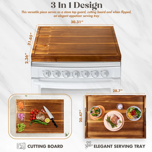 Planche <span class=keywords><strong>à</strong></span> nouilles en bois d'acacia 3 en 1 Planche <span class=keywords><strong>à</strong></span> découper avec poignées pour brûleurs <span class=keywords><strong>à</strong></span> gaz Cuisinière électrique - Product Image 3