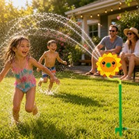 Bonito Aspersor de Agua con Forma de Girasol para Niños, Juego de Rociar Agua para Jardín y Patio al Aire Libre en Verano, Juguete Giratorio de Rociado de Agua, Venta al por Mayor, Stock a Granel
