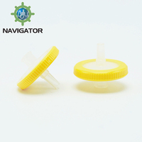 Diskon besar OEM 25mm penyaring penyemprot 0,22um hidrofilik PTFE presisi tinggi untuk Lab