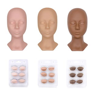 Eyelash <b>Training</b> Mannequin <b>Head</b> Removable Eyelids Soft Rubber Lash Extension Makeup Practice Tool - Product Image 1