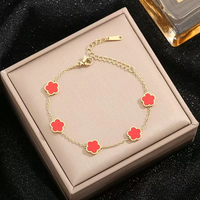 Lucky Five Leaf Clover colgante collar mujer Acero inoxidable oro rojo acrílico blanco Shell flor encanto fiesta collares joyería
