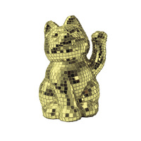 Boule disco miroir en verre en forme de chat porte-bonheur réfléchissant argenté et doré, nouveau design 2025, pour la décoration de Noël, du Nouvel An et de la maison