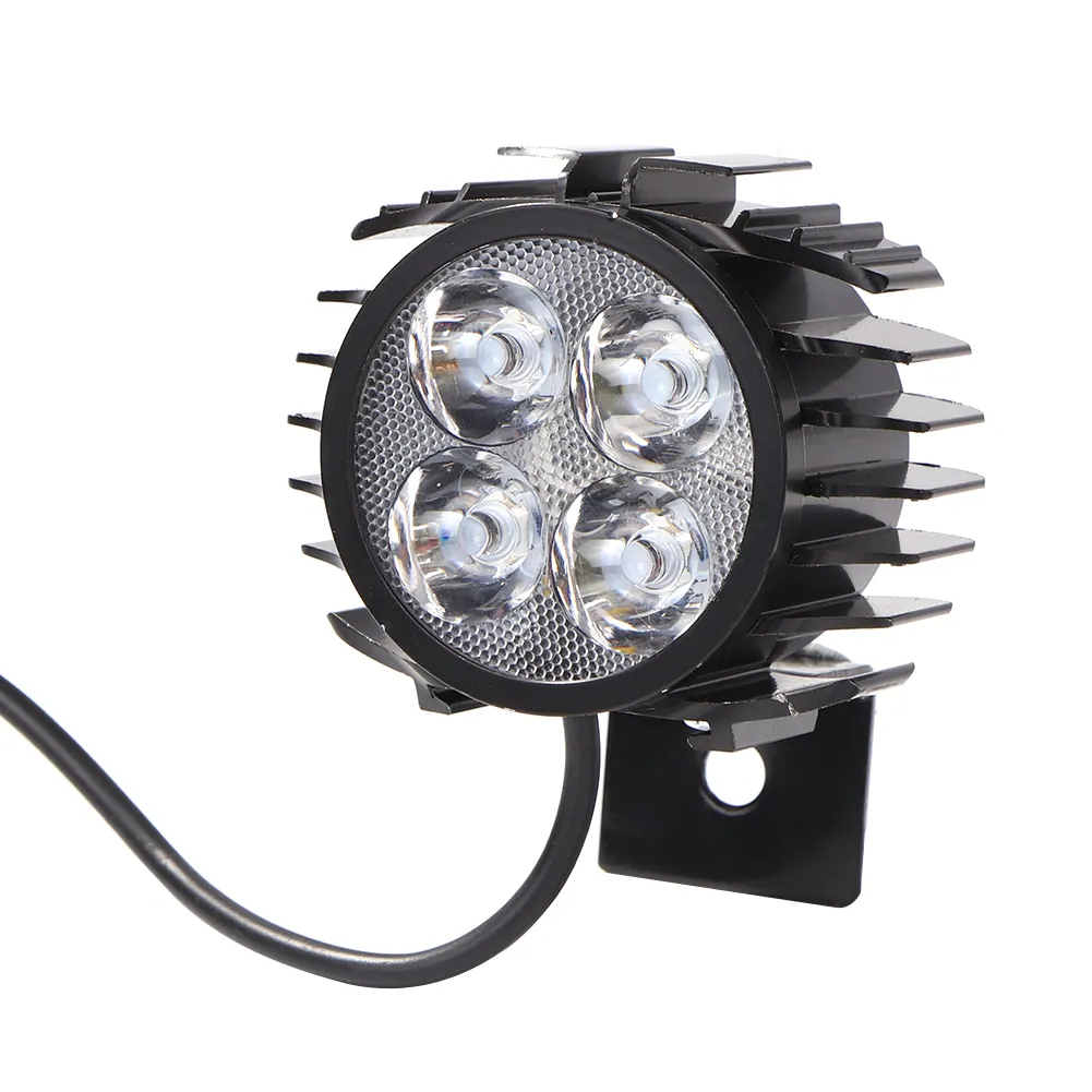 4 LED Electric Bike Front Light 12V-80V Universal Bicycle Cycling Scooter Horn Headlight Waterproof Ebike Safety Warning Lamp