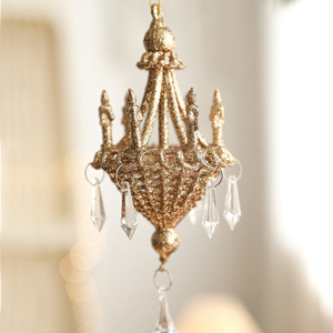 Elegant Miniature <b>Chandelier</b> Christmas Baubles Gold <b>Silver</b> Glitter Tree Hanging Ornaments Luxury Xmas Home Decor - Product Image 3