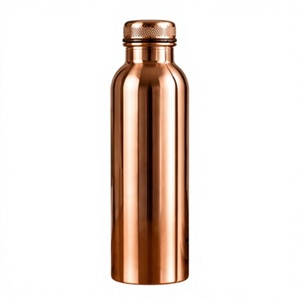 Botella de Agua Tradicional de Cobre con Tapa, Diseño Minimalista, Portátil, para Viajes - Product Image 1