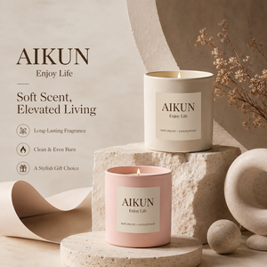 AIKUN Eco Friendly Hand Poured Glass <b>Candle</b> Manufacturer Strict Quality Control Soy Wax <b>Candle</b> for Romantic Home Ambience - Product Image 1