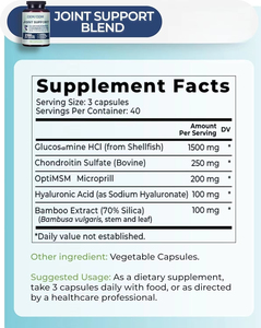 Suplemento OEM para Adultos para Mejorar la Densidad Ósea y el Soporte Articular, Glucosamina HCl, Sulfato de Condroitina, Ácido Hialurónico, 3 Cápsulas Diarias - Product Image 3