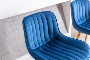 Set of 2 <b>Adjustable</b> <b>Bar</b> <b>Stools</b> Chrome Footrest Velvet Fabric Modern Design for Dining Living Room Golden Legs High Counter <b>Stool</b> - Product Image 5