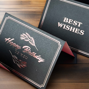 La tarjeta creativa negra de estampado en caliente directa de los fabricantes se puede plegar rectángulo mensaje simple personalizado G - Product Image 2