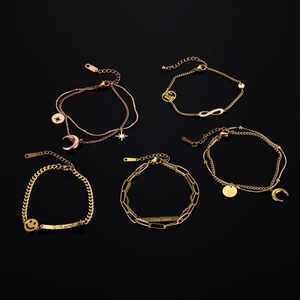 Factory Custom Women Stainless Steel <b>Bracelets</b> 18K Gold Plated Charm <b>Bracelet</b> - Product Image 1
