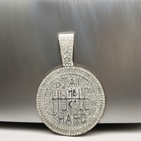 PD3107 Pendentif Bijoux en cocarde Strass glacé Hip-hop Argent Plaqué Or Alliage de zinc Symbole Bouddhisme