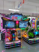 Simulateur de course moto à monnayeur pour 2 joueurs, machine de jeu d'arcade à double écran 55 pouces pour salle d'amusement