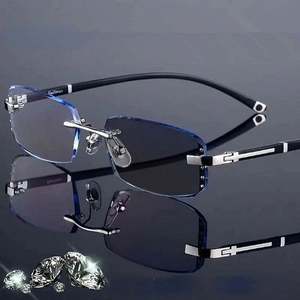 Gafas de Lectura Fotocromáticas con Corte de Diamante Sin Montura para Hombre y Mujer, con Logotipo Personalizado 2025, de Lujo, con Cambio de Color, para Presbicia - Product Image 1