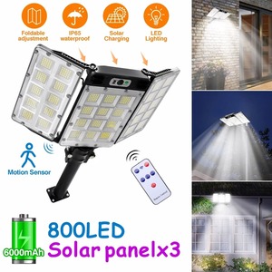 ไฟ LED พลังงานแสงอาทิตย์แบบพับได้พร้อมรีโมทคอนโทรล 800 LED 3 โหมด ระบบตรวจจับความเคลื่อนไหวของร่างกายมนุษย์ โคมไฟติดผนังพลังงานแสงอาทิตย์สำหรับสวน ลานบ้าน โรงรถ - Product Image 2