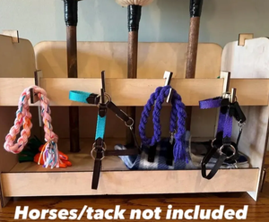 나무 상자, <span class=keywords><strong>3</strong></span>마리 말을 위한 취미용 말장구(호비 호스), 수납 공간이 있는 나무 장난감 말 스탠드 정리함, 아이들 역할놀이용 - Product Image 3