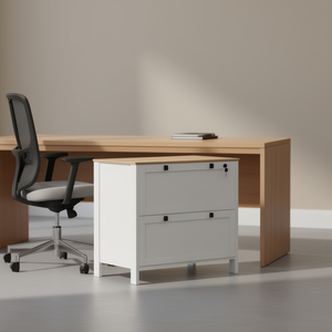 Armoire de classement latérale blanche à 2 tiroirs avec barre de suspension réglable pour usage de bureau - Product Image 2