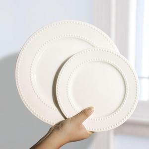 Platos de Cena Personalizados, Platos de Cerámica Blancos, Platos para Ensalada con Relieve, Platos para Servir Filetes y Aperitivos, Platos Reutilizables para Cocina y Comedor - Product Image 4