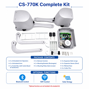 มอเตอร์เปิดประตูรั้วแบบแขนกลไกอัตโนมัติ DC 24V รับน้ำหนัก 500 กก. แบบคู่ พร้อมรีโมทคอนโทรลสำหรับบ้าน - Product Image 1