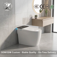 Toilette intelligente, toilette connectée, bidet en céramique, chasse d'eau automatique, monobloc, à poser au sol, siège chauffant, télécommande, OEM/ODM