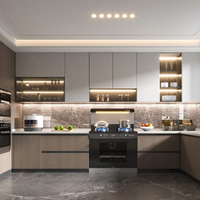 BALOM Armoires de cuisine modernes personnalisées en bois contreplaqué MDF Ensemble d'armoires de cuisine en forme de L Prêt à assembler pour la maison