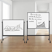 Tableau blanc magnétique double face 36x48 pouces Cadre en aluminium noir Roues de bureau/salle de classe Mobile Produit de tableaux blancs