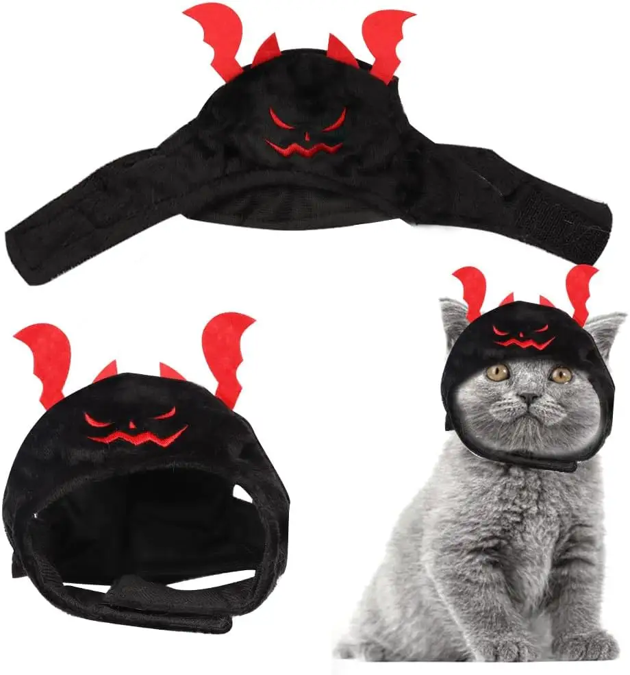 Gatos Halloween calabaza sombrero perros mascota diablo gorra para Halloween Cosplay disfraz cachorro gatito fiesta sombreros accesorios para la cabeza