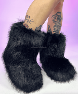 Extra moelleux luxe unisexe peau <span class=keywords><strong>de</strong></span> mouton femmes Bootie hiver chaud noir cheville neige bottes <span class=keywords><strong>Ski</strong></span> Biker bottes marron fausse fourrure bottes - Product Image 3