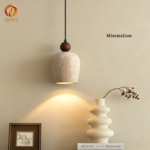 Pendentif minimaliste en pierre de <span class=keywords><strong>travertin</strong></span> jaune et blanc pour appartement moderne, <span class=keywords><strong>salon</strong></span>, couloir, bar, lampes suspendues réglables - Product Image 3