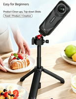 Trépied perche à selfie extensible 5 positions 15,5-30,5 cm, mini support de bureau 360° °   Rotule pour Insta360 X5/X4/Go3/3S DJI Pocket 3 Vlog
