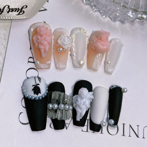 10 unids/bolsa Ángel clavo encanto venta al por mayor resina blanco rosa corazón <span class=keywords><strong>amor</strong></span> 3D joyería estatua San Valentín <span class=keywords><strong>uñas</strong></span> encantos - Product Image 4