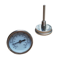 HUBEN 0-200 ° Termometer Bimetal Baja Tahan Karat C untuk Pengukur Suhu Hopper Pengering, Indikator Suhu Industri