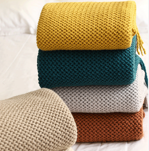 Chăn đan móc sợi to, màu trơn, chất liệu mềm mại, nhẹ, kiểu dáng hiện đại, khuyến mãi nóng dành cho trang trí ghế sofa - Product Image 2