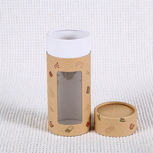Eco Friendly Kraft Paper Tube with Window Cardboard Paper <b>Round</b> Packaging Tube clear PVC Window Paper Can - Product Image 2
