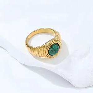 Anillos antiestrés de ágata de acero inoxidable chapado en oro de 18 quilates, piedras preciosas sin deslustre, piedra marrón negra Natural - Product Image 5