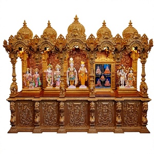 Handmade Big Sagwan Wood Temple For Pooja Room Big Size Traditional Swaminarayan Temple Mandir For Home Decor Setup - Product Image 1
