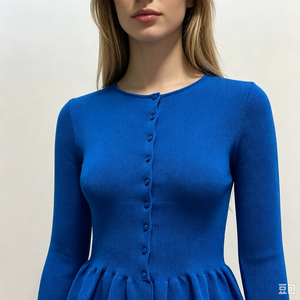 Cardigan da Donna <span class=keywords><strong>Cindy</strong></span> Blu Personalizzato OEM & ODM di Alta Qualità, Maglione Lavorato a Maglia con Collo a Piatto, Pullover a Maniche Lunghe, Top in Maglia di Design - Product Image 4