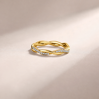 Bague en argent sterling S925 torsadée entrelacée 0,22 CTW avec micro-incrustation de moissanite, simple, exquise et empilable, pour le petit doigt