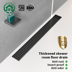 Pano.V Black <b>Linear</b> 304 Brushed Stainless Steel with Removable Grate Cover Adjustable Hair Strainer Feet Shower <b>Drain</b> - Product Image 2