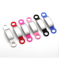 Qbellpet – Étiquettes d'identification silencieuses en silicone et métal pour animaux de compagnie, à graver, pour collier de chien, en acier inoxydable, personnalisables, à glisser, pour chats