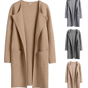 Nuevo Cárdigan de Mujer, Cómodo, Transpirable, Largo, Tejido en Algodón/Poliéster, Color Sólido, Casual, con Solapa, a la Moda - Product Image 2