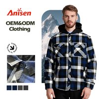 Kustom kemeja flanel lengan panjang pria, baju kotak-kotak kancing bawah tebal musim gugur dan dingin